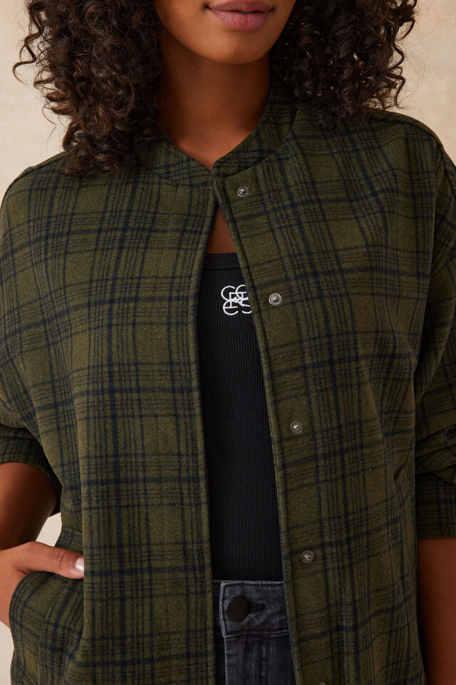 Ceres Life - Relaxed Bomber Jacket - Olive Check