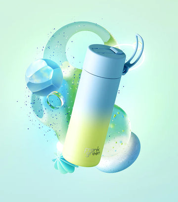 Frank Green - 20oz Ceramic Reusable Bottle with Flip Straw Lid - Gradient Sky Blue/Pistachio Green
