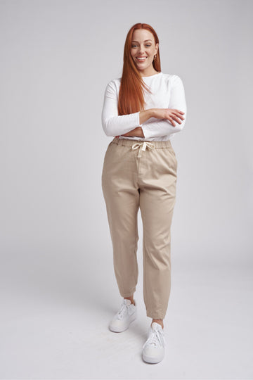 Cloth + Paper + Scissors - Casual Tapered Leg Pant - Taupe