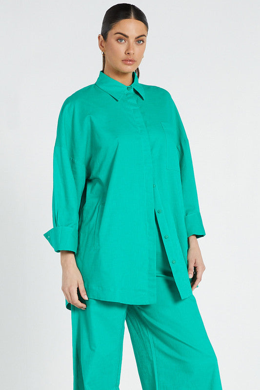 Bohemian Traders - Oversized Long Sleeve Shirt - Emerald