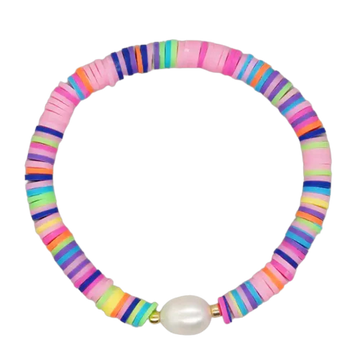 Pop Design - Electric Rainbow Heishi Pearl Bracelet