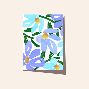 Elm Paper - BRUSHY FLOWER BLUE CARD