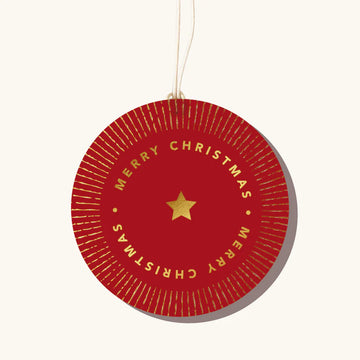 Elm Paper - Christmas Round Red Gift Tag