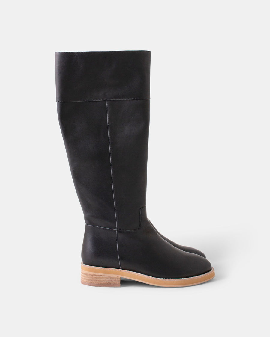 Walnut - Camile Leather Boot - Black