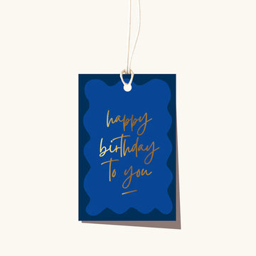 Elm Paper - Wavy Birthday Midnight Gift Tag