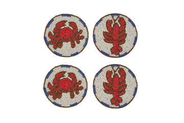 Coast To Coast - Crustacean Set of 4 - Beaded Coaster - 10cm