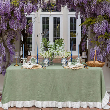 Luxe & Beau - EUCALYPTUS RUFFLE LINEN TABLE CLOTH