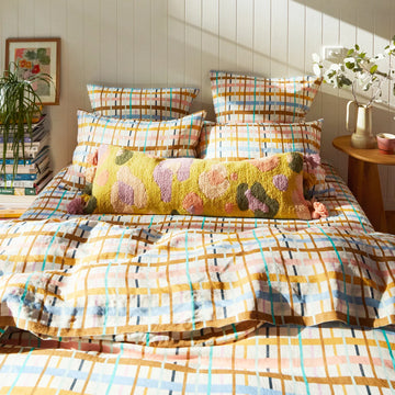 Sage & Clare - CADY CHECK LINEN FLAT SHEET - KING