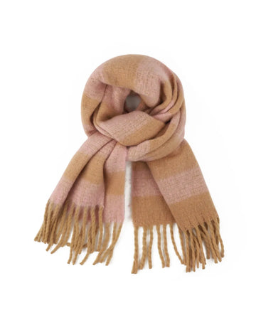 Greenwood Designs - Striped Scarf - Tan/Soft Pink
