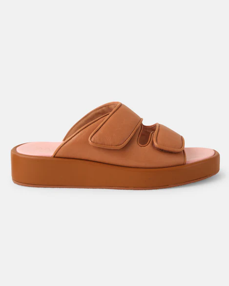 Walnut - Frances Leather Slide - Coconut Tan