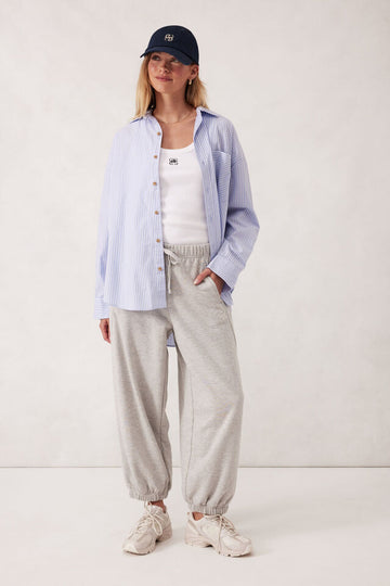 Ceres Life - Oversized Shirt - White Heritage Blue Stripe