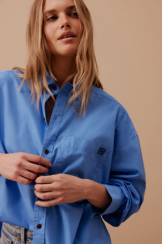 Ceres Life - Peta Oversized Shirt - Amalfi Blue