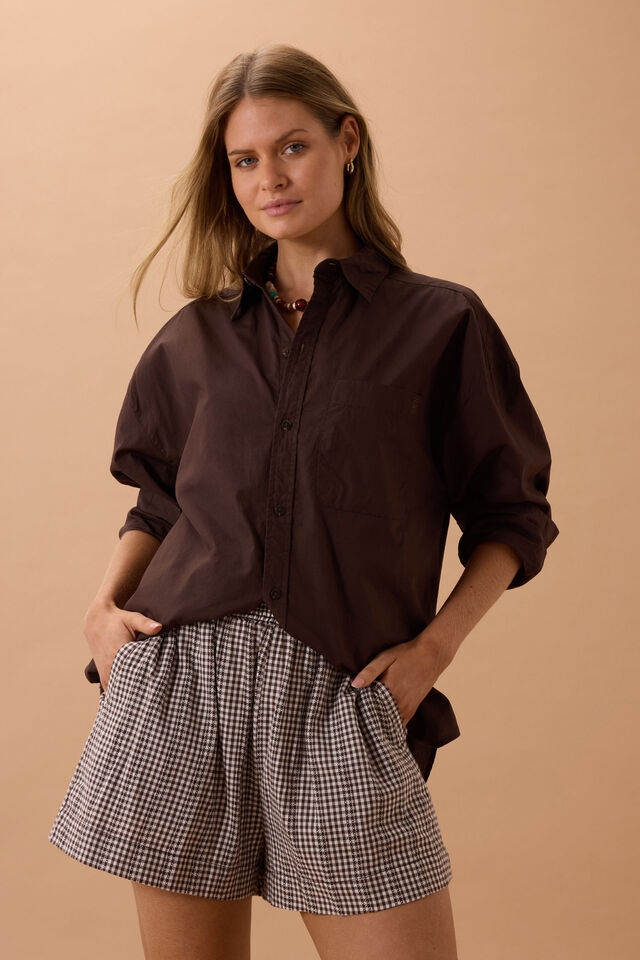 Ceres Life - Peta Oversized Shirt - Chocolate