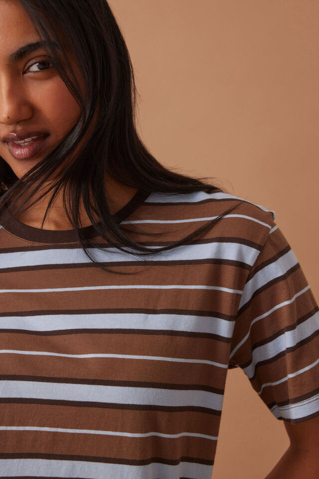 Ceres Life - Stevie Slouchy Tee - Chalk/Choc Retro Stripe