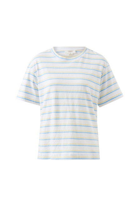 Ceres Life - Stevie Slouchy Tee - Powder Blue/ Sunny Yellow Stripe