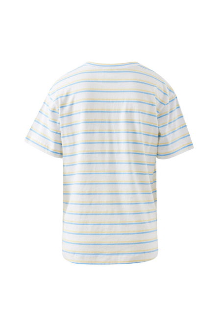 Ceres Life - Stevie Slouchy Tee - Powder Blue/ Sunny Yellow Stripe
