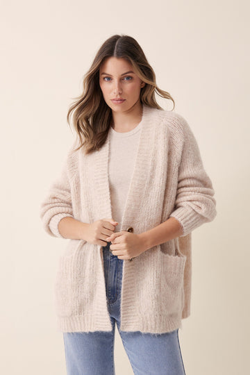 Ceres Life - Boxy Cardigan in Alpaca Wool Blend - Birch