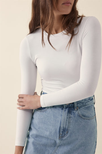 Ceres Life - Long Sleeve Teeny Bamboo Tee - White