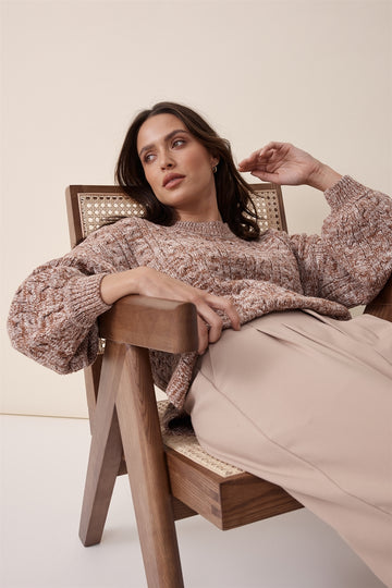 Ceres Life - Cable Split Hem Crew - Organic Cotton Ginger Twist