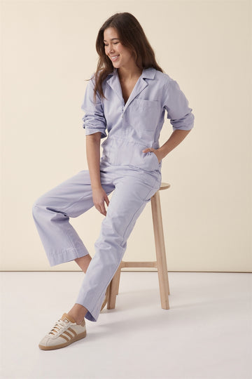 Ceres Life - Relaxed Zip Jumpsuit - Smokey Lilac Rescued Fabric