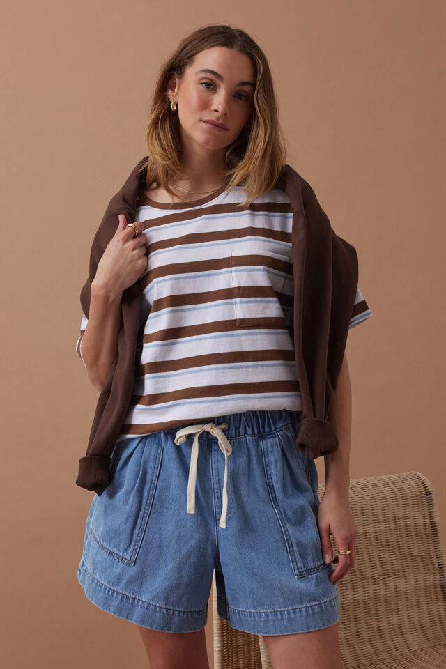 Ceres Life - Darcy Relaxed Everyday Short - Mid Blue Wash