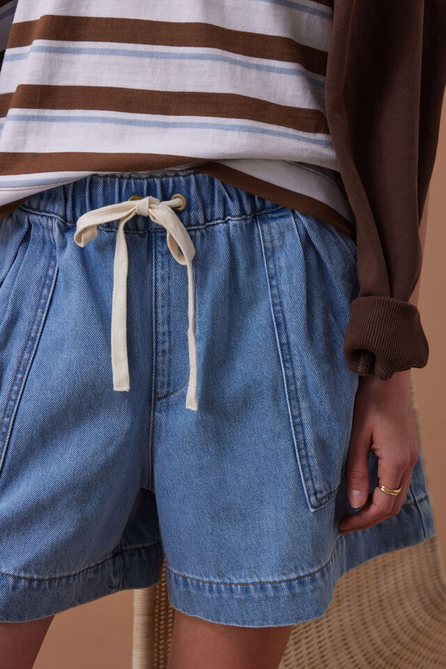 Ceres Life - Darcy Relaxed Everyday Short - Mid Blue Wash