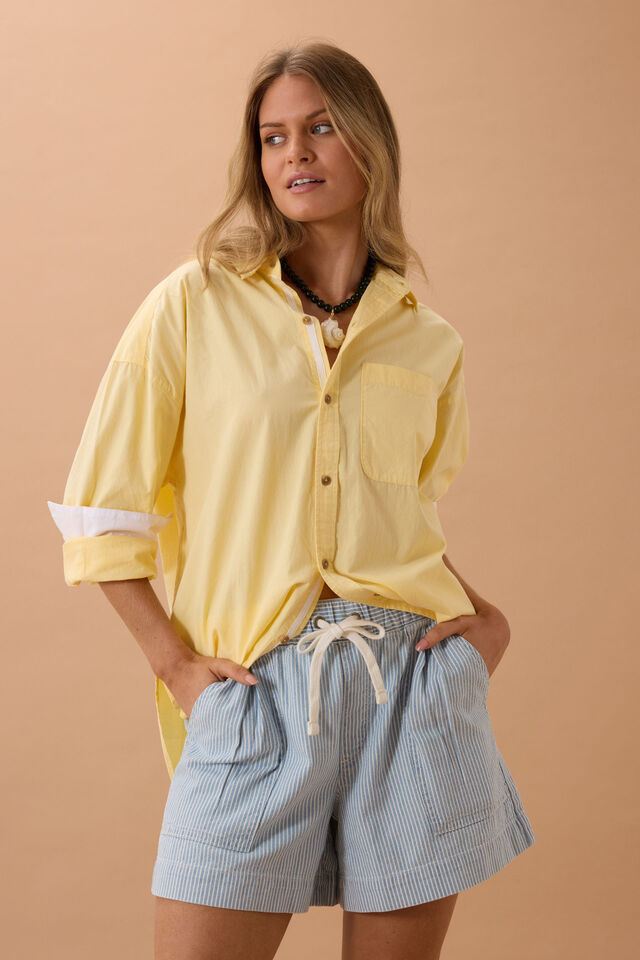 Ceres Life - Darcy Relaxed Everyday Short - Indigo White Stripe