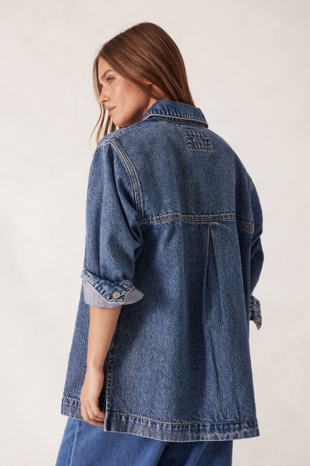 Ceres Life - Goldie Longline Denim Shacket - Fresh Indigo