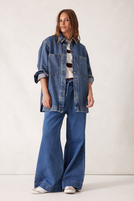 Ceres Life - Goldie Longline Denim Shacket - Fresh Indigo