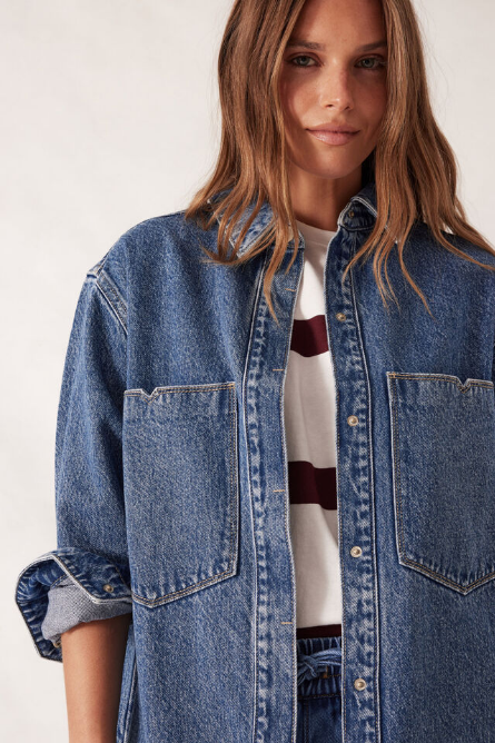 Ceres Life - Goldie Longline Denim Shacket - Fresh Indigo