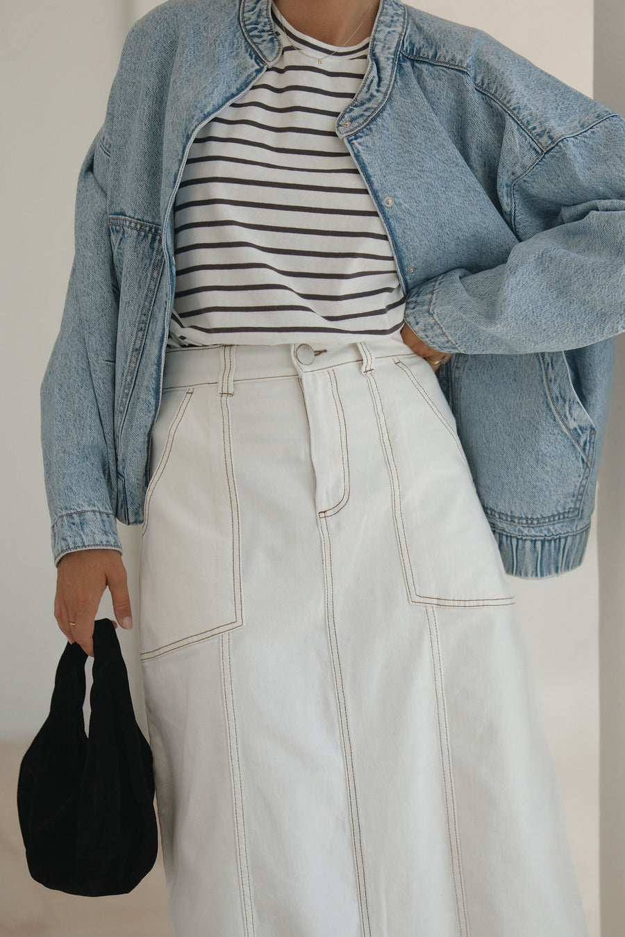 Ceres Life - Relaxed Denim Bomber Jacket