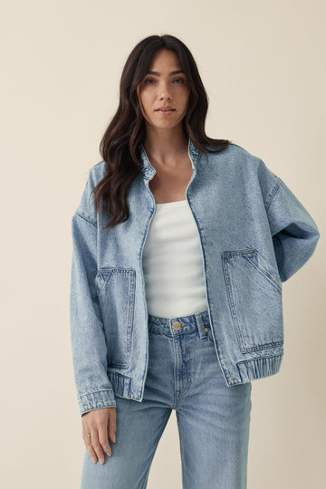 Ceres Life - Relaxed Denim Bomber Jacket