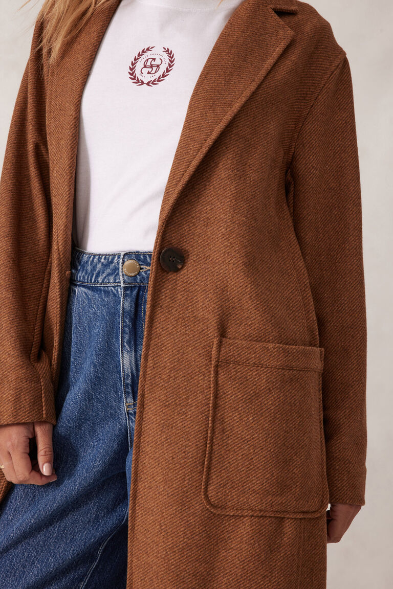 Ceres Life - Classic Longline Coat - Chestnut