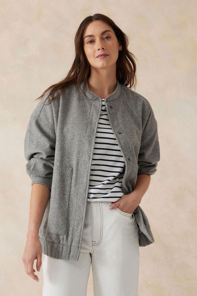Ceres Life - Relaxed Bomber Jacket - Grey Marle