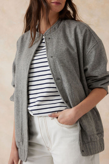 Ceres Life - Relaxed Bomber Jacket - Grey Marle