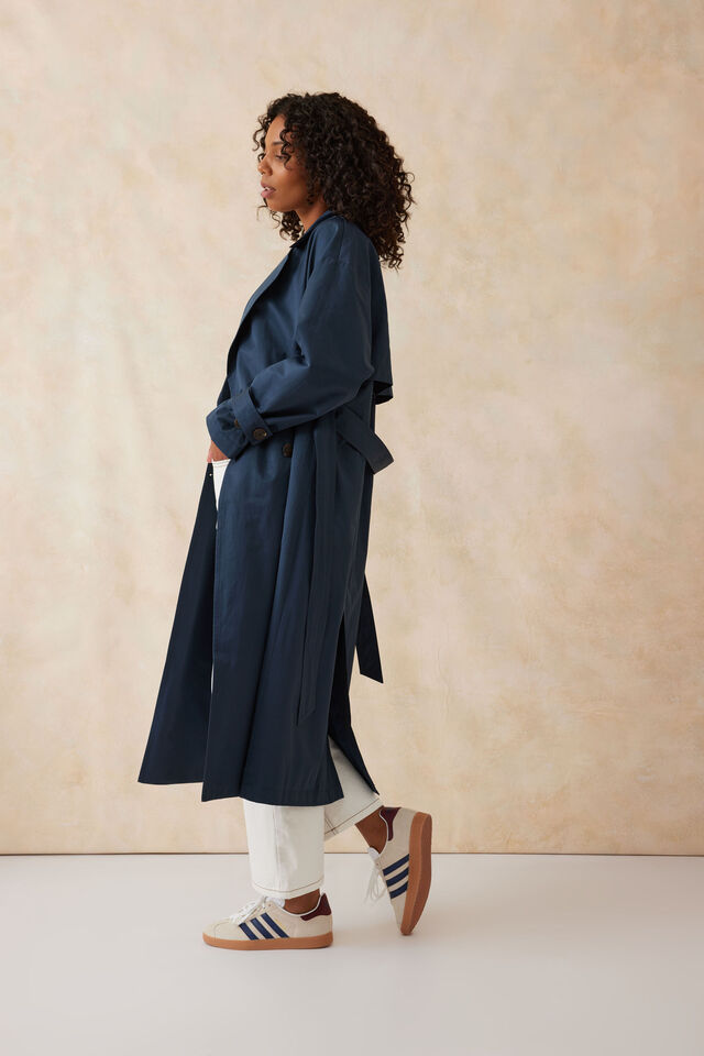 Ceres Life - Oversized Trench Coat - Smoke Blue