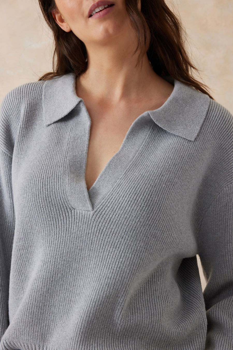 Ceres Life - Soft Collared Knit - Grey Marle