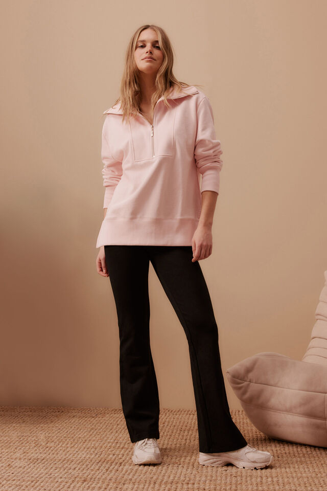 Ceres Life - Isabella Half Zip Sweat - Shell Pink