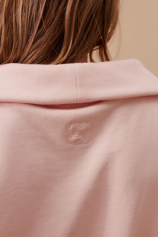 Ceres Life - Isabella Half Zip Sweat - Shell Pink