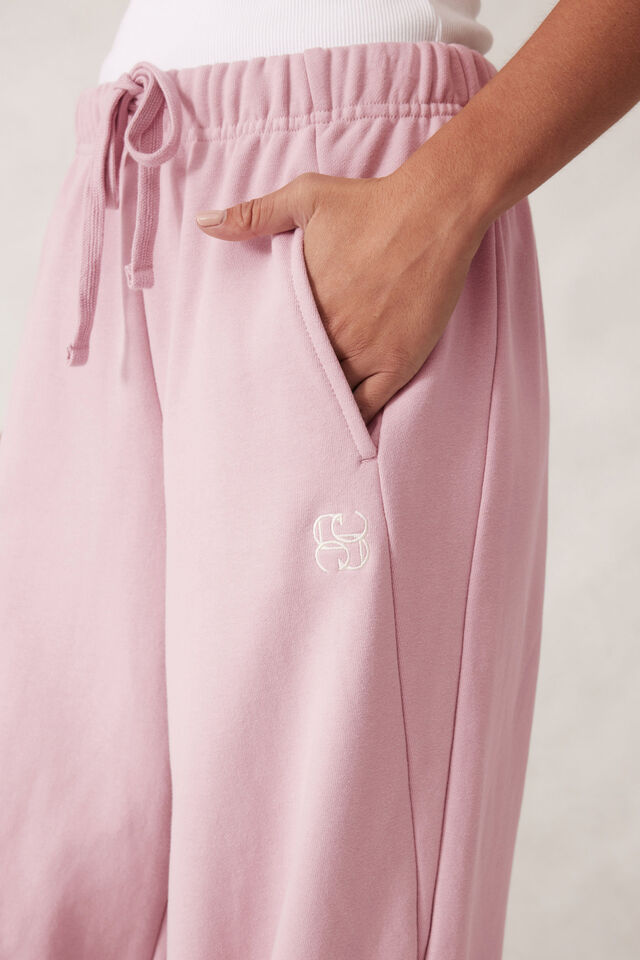 Ceres Life - Barrel Leg Trackpant - Blush Embroidery Logo