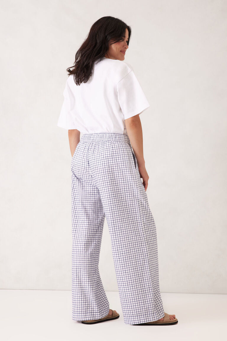 Ceres Life - The Lounge Pant - White/Navy Check