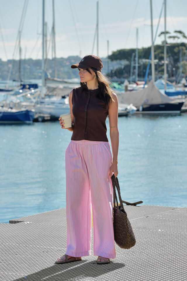 Ceres Life - The Lounge Pant - Hibiscus Pink Triple Stripe