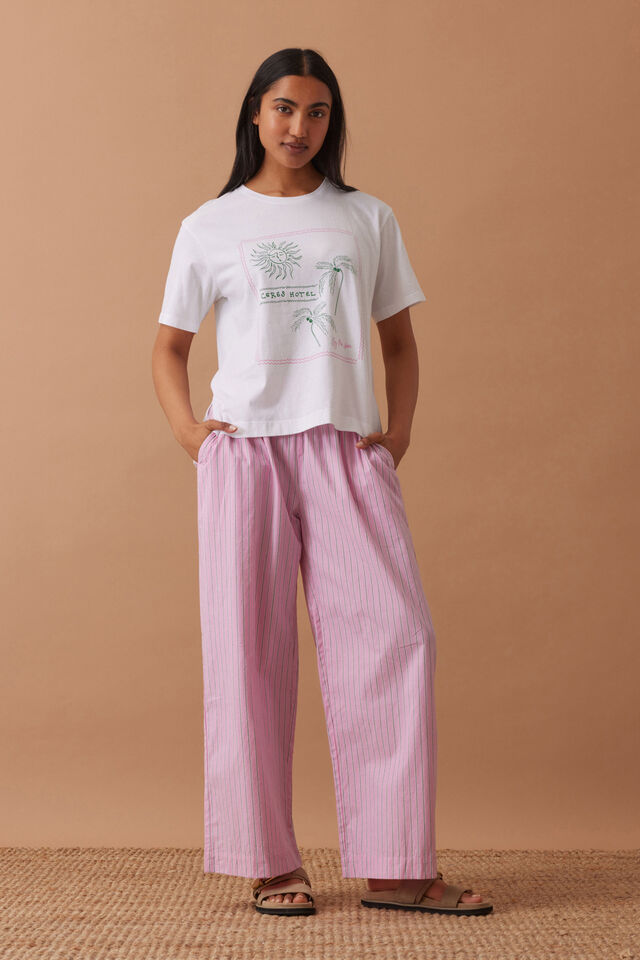 Ceres Life - The Lounge Pant - Hibiscus Pink Triple Stripe