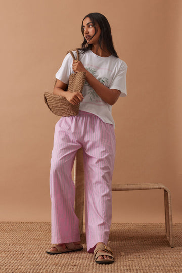Ceres Life - The Lounge Pant - Hibiscus Pink Triple Stripe