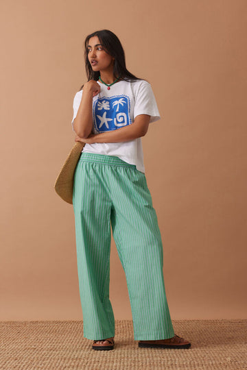 Ceres Life - The Lounge Pant - Zesty Green Triple Stripe