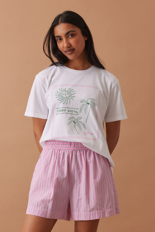 Ceres Life - Mila Short - Hibiscus Pink Triple Stripe