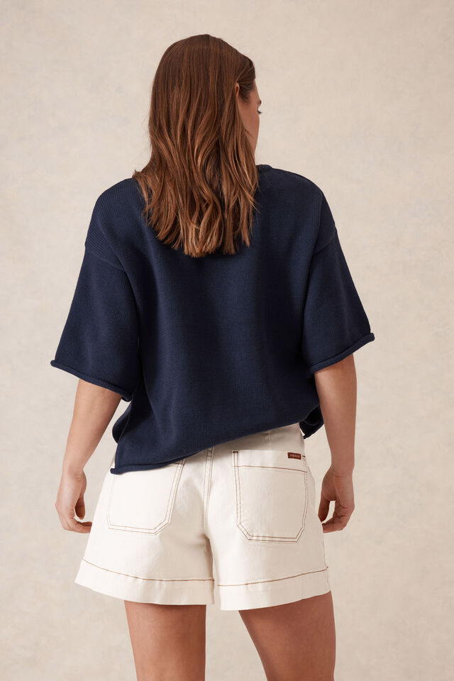 Ceres Life - Esther Denim Patch Pocket Short - Eggshell