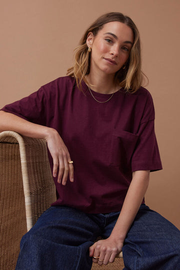 Ceres Life - Boa Boxy Pocket Tee - Raisin