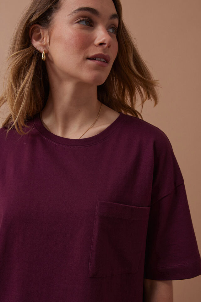 Ceres Life - Boa Boxy Pocket Tee - Raisin
