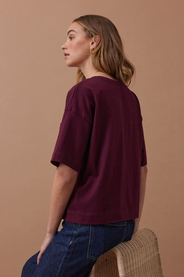 Ceres Life - Boa Boxy Pocket Tee - Raisin